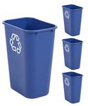 Rubbermaid Commercial Products Deskside Office Bedroom Wastebasket Trash Can Recycle, 10 Gallon, Blue, 4-Pack, 2136381