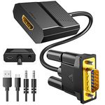 FOINNEX VGA to HDMI Adapter Converter with Audio, PC VGA Source Output to TV/Monitor with HDMI Connector, 1080P Male VGA to Female HDMI Adaptador for Desktop Laptop Projector to Monitor HDTV, 1.5FT