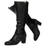 RF ROOM OF FASHION Women's Wide Calf Block Heel Knee High Dress Boots, Black Pu (Wide Calf), 9 Wide