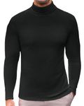 Ekouaer Men's Turtleneck Long Sleeve Shirts Turtle Neck Basic Lightweight Undershirt Thermal Casual Sweater Black M