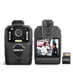 BOBLOV KJ25 1080P/48M 256GB Body Camera, with Night Vision,3000mAh 13 Hours for Video Recording, Police Camera Provides Night Vision, Hiking, Walk, Law Enforcement, and Outdoor Activities(256GB)