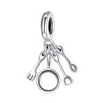 925 Sterling Silver Chef Charm Pot Charm Scissor Charm Nail suit charm Family Charm Love Charm Christmas charm for Pandor Charm Bracelet (A)