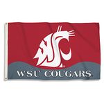 BSI Products, INC. - Washington State Cougars 3’x5’ Flag with Heavy-Duty Brass Grommets - WSU Football, Basketball and Baseball Pride - Durable Indoor and Outdoor Fan Gift Idea - Washington State