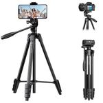 K&F Concept 60'' Portable Travel Tripod, 1.34 lbs Ultra Lightweight with Remote and Cellphone Holder, 360° Panorama, Cold Shoe Interface, Portable for Travel - S174A1