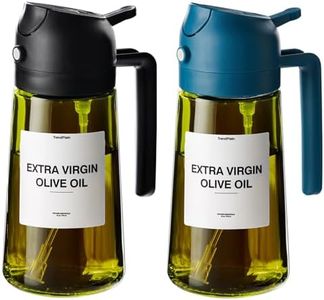 TrendPlain - Original 16oz/470ml Olive Oil Dispenser Bottle for Kitchen Gadgets and Air Fryer Accessories - Olive Oil Sprayer for Cooking w/Stickers - Black&Navy