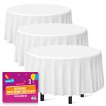 3pk White Round Table Cloth Disposable | 140cm Party Round Tablecloths For Circular Table | Round Table Cloths Circular Tablecloth Round Table Cloth White Round Tablecloth White Table Cloth Round