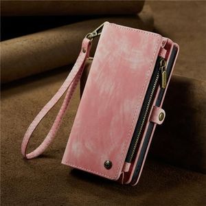 Magnetic Flip Leather Phone Case for iPhone 11 12 13 14 15 Pro Max XS XR X Plus Zipper Wallet Card Cover,Pink,for iPhone SE 2020(2022)