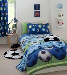 Catherine Lansfield Football Reversible Single Duvet Cover Set with Pillowcase Blue