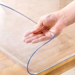 NABAAT 1mm Thick Transparent Table Cover for 6 to 8 Seater 72 X 42 Inch PVC Dining Table Protector Waterproof, Heat Resistant, Non-Breakable Clear Plastic Table Protector Pads