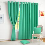 Story@Home Window Blackout Curtains 5 Feet Long 1 Piece, Plain Design Thermal Insulated 100% Room Darkening Blackout Curtains Window | Noise Reducing Curtains for Living Room, (116 x 152 cm, Teal)