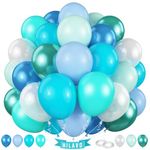 Sea Blue Green Balloons 60 Pcs Ocean Teal Blue Green Pearl White Balloons 12 Inch Under the Sea Shark Whale Underwater World Theme Balloon Set for Boys Men Baby Shower Birthday Party Decorations