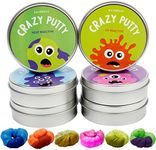 THE TWIDDLERS 6 Smart Colour Changing Putty, Heat Reactive Slime in Lid Pots with 4 Mini UV Torch - Premium Kids DIY Slime, Art Activity Toy Gift Set for Party Favours Bag Fillers