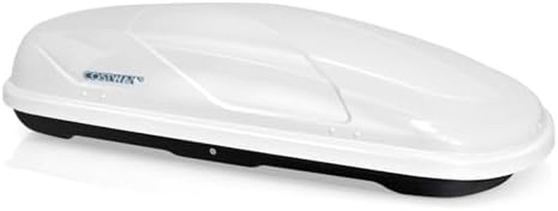 COSTWAY Car Roof Box, 400L Capacity Hard Roof Cargo Carrier with Security Keys & Dual Side Opening, Waterproof Rooftop Luggage Storage Box for Car, SUV, Van, Fits Most Cars (White)