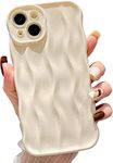 UEEBAI Water Ripple Pattern Curly Phone Case for iPhone 13 6.1 inch, Stylish Wave Frame Soft Case 3D Water Ripple Protective Cover Shockproof Case for Women Girls Slim Case - White