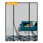 Yotache Fly Screen Door 188 x 206 cm, Reinforced Polyester Double Door Insect Fly Mesh for Sliding Door French Door Keep Fly Bug Out, Black