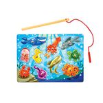 Melissa & Doug Magnetic Wooden Fishing Game and Puzzle With Wooden Ocean Animal Magnets