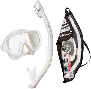 TUSA Sport Adult Serene Mask and Dry Snorkel Combo, with Reusable Travel Bag, White/White, UC-1625PQW-W