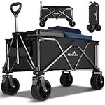 GXCROR Beach Trolley,Beach Trolley Cart,Big Wheels Folding 100kg Capacity Wagon,Trolley on Wheels,Festival Fishing Pull Along Camping Garden Trolley for Picnic Kids to Sit In