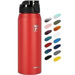Fanhaw 24 Oz Insulated Stainless Steel Water Bottle with Chug Lid - Leak & Sweat Proof with Anti-Dust Lid (Red)