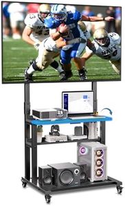 Mobile TV Cart with Wheels for 32-75 Inch TV,up to 150 Lbs, Height Adjustable Floor TV Stand with Foldable Shelf,Movable TV Bracket with Large Storage,MAX VESA 600 * 400mm（Black）