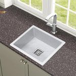 Hardstone Quartz Kitchen Sink (18 x 24 x 8.5 In, 10mm Thickness) – Granite Finish Single Bowl Sink with Waste Coupling & PVC Pipe – Smooth Finish, Non-Fading, UV Protection, Scratch & Heat Resistant