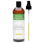 Jojoba Oil Golden 8oz / 240ml (Large Bottle)-100% Pure & Natural Unrefined oil for hair, Skin, Face, Nails, Body, Cold-pressed carrier oil for essential oils. Huile de jojoba dorée by Amson Naturals