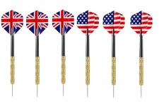 SLYK Professional Steel Tip Darts Set, Bullseye Pro Dart Series Gold Coated Barrel, Sharp Pointed Tip Darts for Dartboard Game (Pack of 6 - UK/USA)