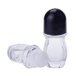 2PCS 50ML Clear Glass Roll-On Bottle Refillable Glass Roll-on Deodorant Bottle with Plastic Roller Ball and Black Cap for Deodorant Aromatherapy Oil Massage Oil Peppermint Oil