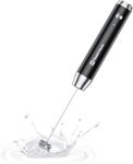 Maestri House Rechargeable Milk Frother, Handheld Electric Foam Maker Waterproof Detachable Stainless Steel Whisk Drink Mixer Foamer for Lattes, Cappuccino (Black)