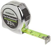 33ft - Inch Engineer Blade : Komelon 433IEHV High-Visibility Professional Tape Measure both Inch and Engineer Scale Printed 33-feet by 1-Inch, Chrome