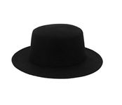 UPSTORE Black Classic Wide Brim Elegant Wool Blend Fedora Hat Brim Flat Church Derby Cap Trilby Caps Panama Hat Jazz Cap for Unisex Men and Women