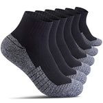 Cotton Socks for Men Low Cut, Max Cushion Thick Athletic Ankle Mens Sock for Hiking Running Sport Work 6 Pack Color Black Size 6-12