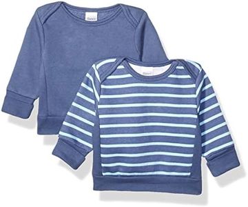 Hanes Ultimate Baby Crew Sweatshirt, Dark Blue Solid and Stripe, 0-6 Months
