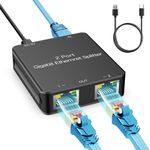 Ethernet Splitter High Speed, 1000Mbps Ethernet Splitter 1 to 2, Gigabit Internet Splitter with USB Power Cable, LAN Splitter for Cat 5/5e/6/7/8 Cable (2 Devices Simultaneous Networking), Black