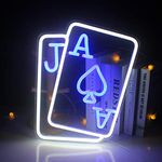 Playing Cards Neon Signs for Wall Decor, Poker Cards Led Sign, Poker Neon Light with USB Powered for Living room, Casino, Bar, Game Room