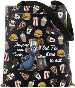 FOTAP Remy Quote Gift Anyone Can Cook Quote Makeup Bag Ratatouille Gift Remy Inspired Zipper Pouch Mouse Chef Cosmetic Bag, white, Anyone Blk Tote