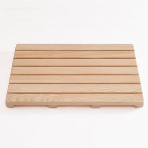 bingaai Hinoki Wood Shower and Bath Mat 25×18.9 in, Natural Japanese Hinoki Wooden Bath Mat, Non-Slip Bathroom Mat Wood for Indoor Outdoor Shower, Wooden Floor Mat for Spa Sauna Camping