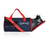 Kuber Industries Water Resistant 3 Compartment Gym Bags for Men |Yoga/Workout & Football Bag with Shoulder Strap & Shoe Compartment for Girls & Boys | Red & Blue