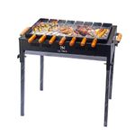 La Henk Grill set - Backyard Barbeque Grill Set for Home Charcoal Tandoor Outdoor BBQ Grill Chicken Maker For Home with 8 Skewers, Stainless Steel babeque grill,Charcoal Tray,Oil Brush,Gloves&Tong