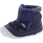 Stride Rite Unisex-Child Soft Motion Channing First Walker Shoe, Grey/Navy, 3.5 Infant