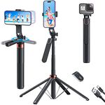 Celfiexpt Selfie Stick with Tripod Stand 360 Degree Rotation Rechargeable Remote Quadripod Stand Balance Handle 71-inch Selfie Stick for Phone Camera Gopro 360°Panoramic Shooting Vlogging Live Stream