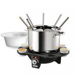 Unold Elegance Electric Fondue Set 48645 - 1.5L Stainless Steel Pot - 900ml Ceramic Bowl - 1000W - For up to 8 Persons