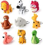 Nosiny 9 Pcs Flashlight Animal Keychains Pediatric Nurse LED Keychains Animal Badge Flashlight Key Ring for Kids Boys Girls Party Favor, 9 Style, Animal Style, you can use the picture as a reference