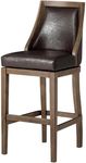 Maven Lane Vienna 31 Inch Tall Bar Height Rotating High Back Barstool in Walnut Finish with Marksman Saddle Vegan Leather Seat