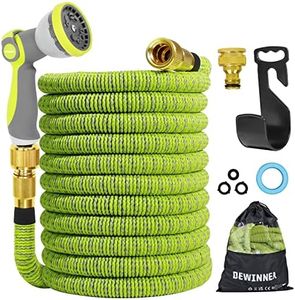 DEWINNER Tuyau d'arrosage Extensible Flexi Hose, Tuyau D'Arrosage Avec 10 Buses De Pulvérisation, Adaptable 1/2’’ Et 3/4’’, Connecteur En Laiton, Tuyau Extensible Avec Noyau En Latex À 3 Couches-15m