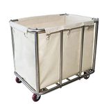 Laundry Cart Commercial,11.35 Bushel (400L) Large Industrial Rolling Laundry Hamper with 4 Inch Wheels,Home Heavy Duty Laundry Baskets with Stainless Steel Frame, 260 LBS Weight Capacity (Beige - 11.35 Bushels - 8 Tubes)