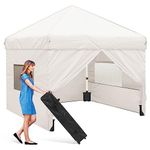 Gazebo, Pop Up Gazebo 3mx3m with Coated Thincken Steel Frame, Party Tent Waterproof, 50+UV Protection, Included Roller Bag for Party, Camping, Outdoor Activities - Beige