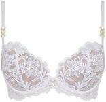 Ann Summers The Icon Padded Plunge Lace Bra White Plunge Bra for Women with Underwire Cups and Lace Detail, Underwired Bra, Everyday Padded Bra - Cups A-D