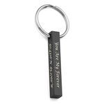 JOVIVI Personalised Bar Pendant Keyring Black Brushed Stainless Steel Custom Engraved Name Dog Tag Key Chain Ring