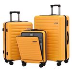 3 Pcs (20/24/28) Luggage Set, HardShell Lightweight TSA Lock Only 20" with Front Pocket, 21.65*15.35*7.87" fits overhead cabin, 24" (26*17.7*10.2") and 28" (19.68*11.81*29.92") Checked Luggage, Orange